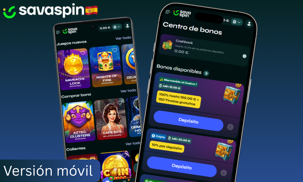 Savaspin Casino también está disponible en móvil para iOS y Android