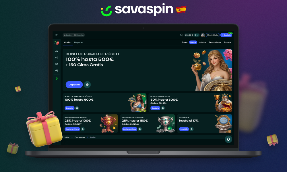 SavaSpin ofrece a sus jugadores españoles no sólo un generoso bono de bienvenida, sino también muchas otras promociones