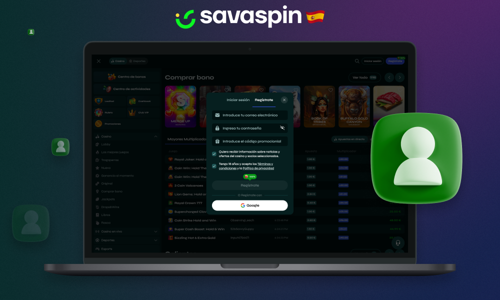 El proceso de registro en SavaSpin no lleva mucho tiempo y da a los usuarios de España pleno acceso al juego de plataformas