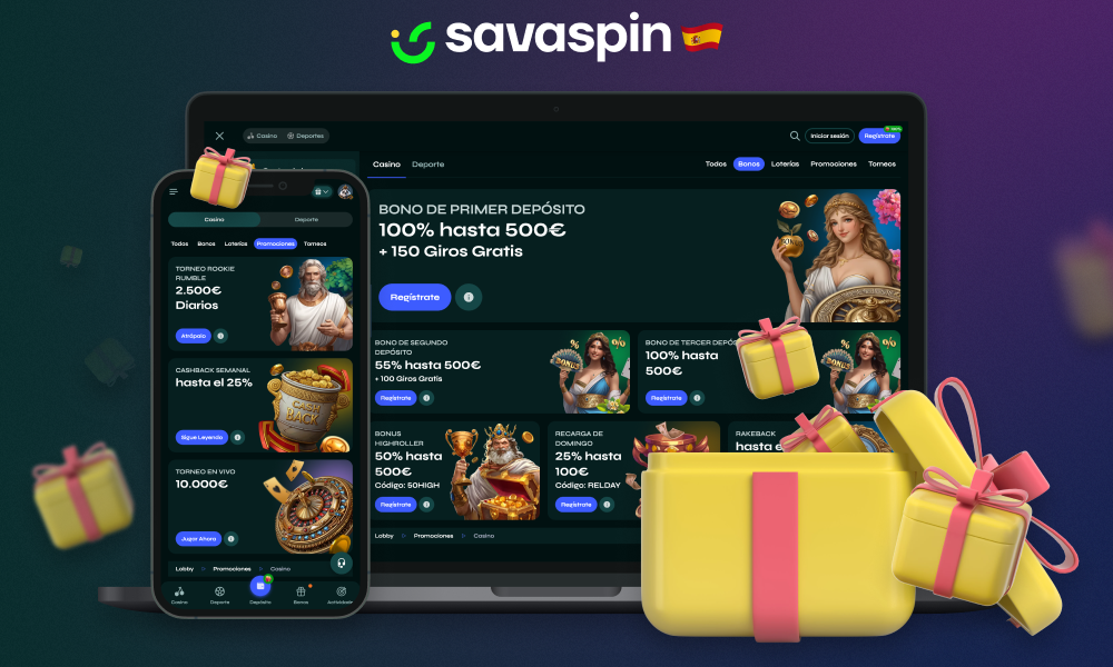 El casino online Savaspin ofrece a sus usuarios de España un montón de bonos y promociones